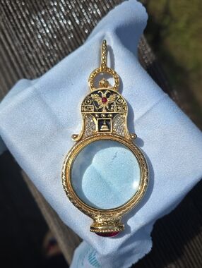 Berebi Limited Edition Gold Tone Jeweled Magnifier Pendant